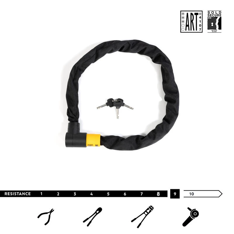 Antivol vélo Chaîne certifié ART3 920 L Antivol Vélo Chaîne Certifié ART3 920 L -Vélos Équipement Magasin antivol velo chaine certifie art3 920 l 1