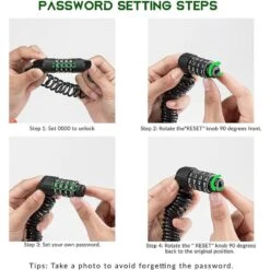 ROCKBROS Câble Antivol Casque Vélo Cadenas à Combinaison à 4 Chiffres Noir 1,5m -Vélos Équipement Magasin cable antivol casque velo cadenas a combinaison a 4 chiffres noir 15m 2