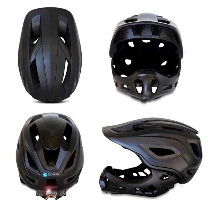 Casque de Vélo intégral pour enfants | Noir | Lumière arrière | Certifié EN1078 Crazy Safety Casque De Vélo Intégral Pour Enfants | Noir | Lumière Arrière | Certifié EN1078 -Vélos Équipement Magasin casque de velo integral pour enfants noir lumiere arriere certifie en1078 1