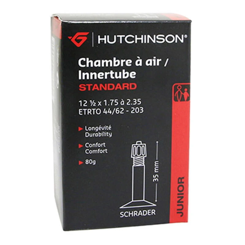 CHAMBRE A AIR VELO 12 1-2 x 1.75 HUTCHINSON VALVE STANDARD 35mm 80g CHAMBRE A AIR VELO 12 1-2 X 1.75 HUTCHINSON VALVE STANDARD 35mm 80g -Vélos Équipement Magasin chambre a air velo 12 1 2 x 175 hutchinson valve standard 35mm 80g