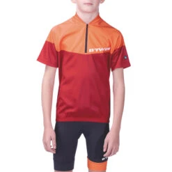 BTWIN Maillot Manches Courtes Vélo Enfant 500 Rouge -Vélos Équipement Magasin maillot manches courtes velo enfant 500 rouge 2