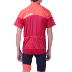 BTWIN Maillot Manches Courtes Vélo Enfant 500 Rouge -Vélos Équipement Magasin maillot manches courtes velo enfant 500 rouge 3