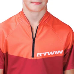 BTWIN Maillot Manches Courtes Vélo Enfant 500 Rouge -Vélos Équipement Magasin maillot manches courtes velo enfant 500 rouge 5