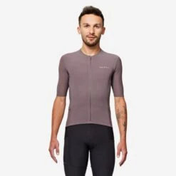 Maillot Vélo Route Manches Courtes été Homme - ENDURANCE ULTRA 2 Marron Quartz