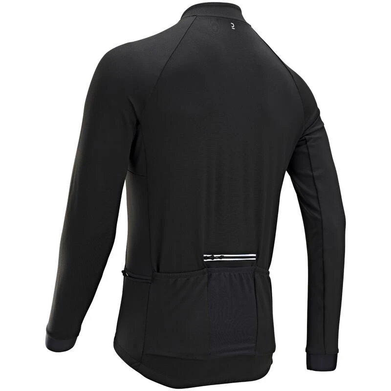 MAILLOT VELO ROUTE MANCHES LONGUES MI-SAISON HOMME - RC100 NOIR MAILLOT VELO ROUTE MANCHES LONGUES MI-SAISON HOMME - RC100 NOIR -Vélos Équipement Magasin maillot velo route manches longues mi saison homme rc100 noir 2