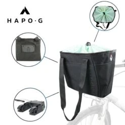 Panier Vélo Avant 12 L Noir/Vert - Compatible Vélo électrique, VTT, VTC - HAPO-G -Vélos Équipement Magasin panier velo avant 12 l noirvert compatible velo electrique vtt vtc hapo g 5