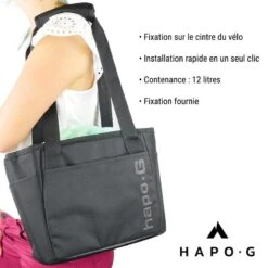 Panier Vélo Avant 12 L Noir/Vert - Compatible Vélo électrique, VTT, VTC - HAPO-G -Vélos Équipement Magasin panier velo avant 12 l noirvert compatible velo electrique vtt vtc hapo g 6