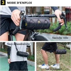 ROCKBROS Sacoche De Vélo/VTT/VTC Cadre Sac De Guidon Vélo 2,4L Sac à Bandoulière Noir -Vélos Équipement Magasin sacoche de velovttvtc cadre sac de guidon velo 24l sac a bandouliere noir 5
