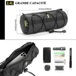 ROCKBROS Sacoche De Vélo/VTT/VTC Cadre Sac De Guidon Vélo 2,4L Sac à Bandoulière Noir -Vélos Équipement Magasin sacoche de velovttvtc cadre sac de guidon velo 24l sac a bandouliere noir 6