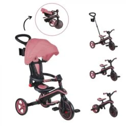 GLOBBER Tricycle EXPLORER 4-en-1 Évolutif & Pliable Rose Pastel