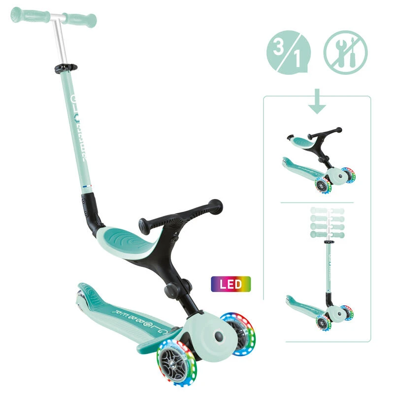 Trottinette évolutive GO-UP ACTIVE LIGHTS Vert menthe GLOBBER Trottinette évolutive GO-UP ACTIVE LIGHTS Vert Menthe -Vélos Équipement Magasin trottinette evolutive go up active lights vert menthe