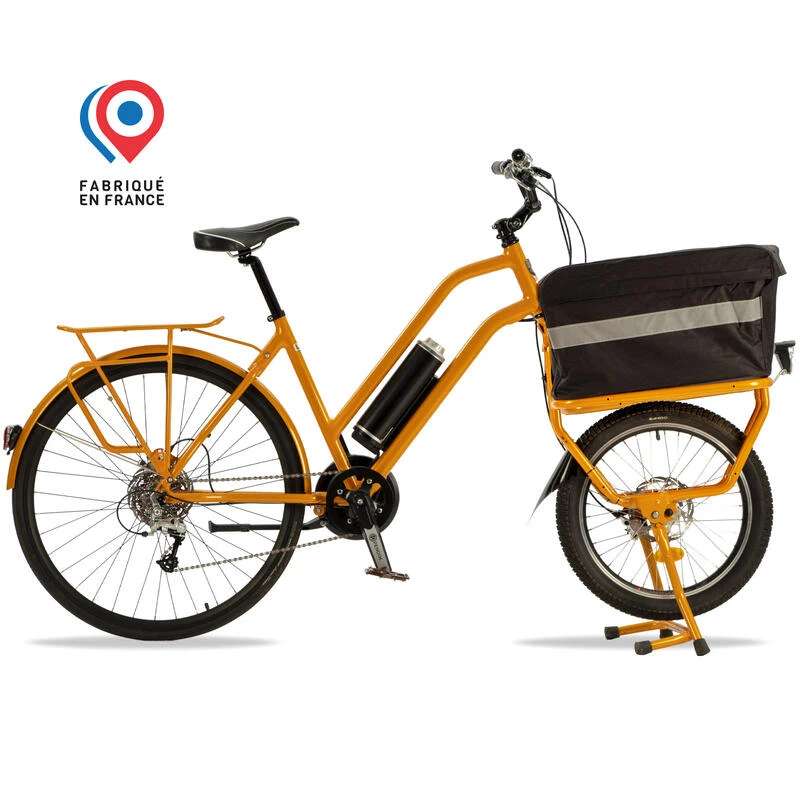 VÉLO CARGO COMPACT ELECTRIQUE 500w - CONFORT ORANGE VÉLO CARGO COMPACT ELECTRIQUE 500w - CONFORT ORANGE -Vélos Équipement Magasin velo cargo compact electrique 500w confort orange